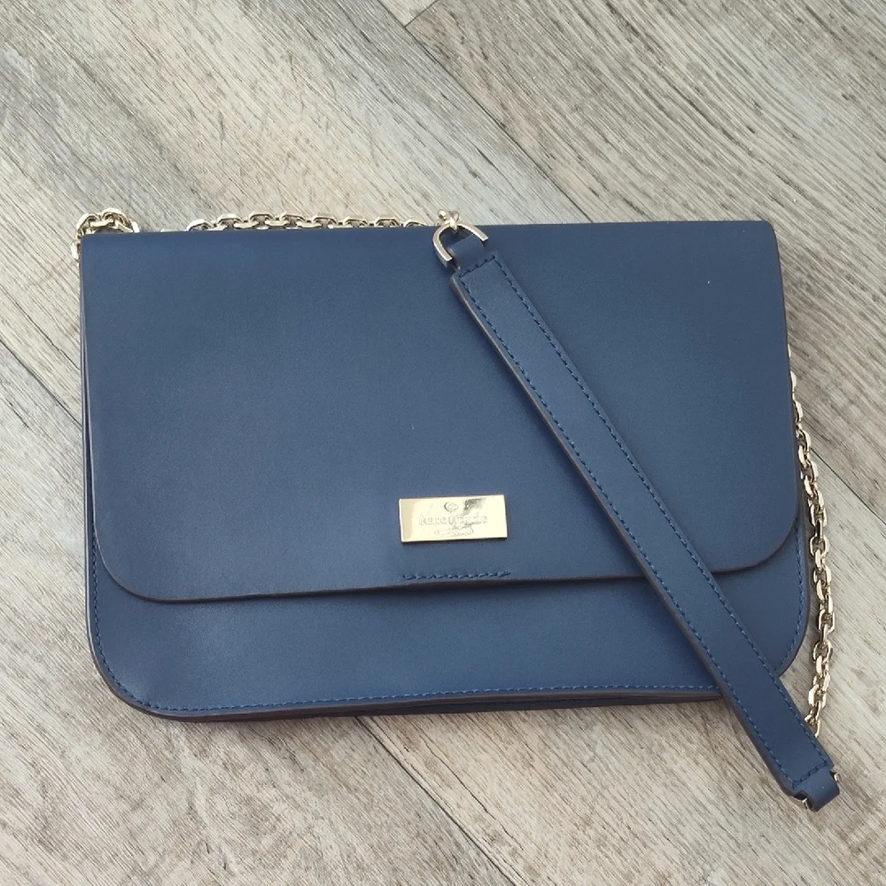 Kate Spade Blue Shoulder Bag with Gold Accents
